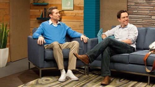 Ed Helms Wears a Grey Shirt & Brown Boots still