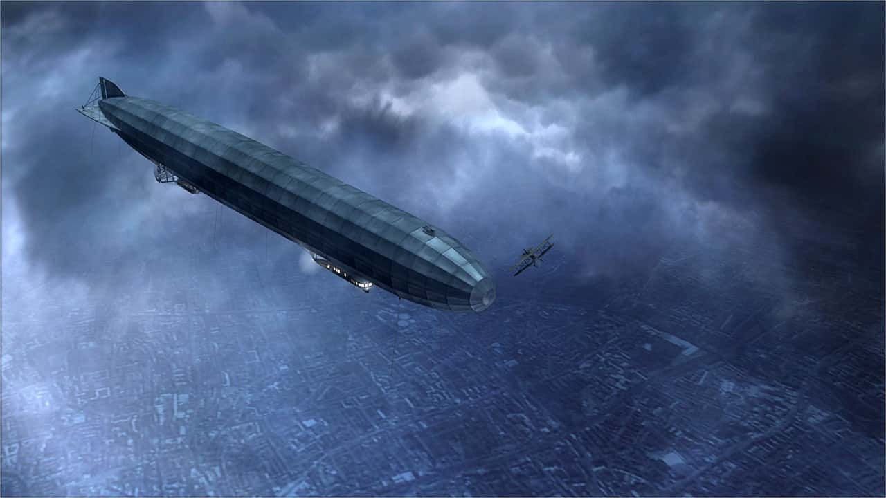 Attack of the Zeppelins backdrop