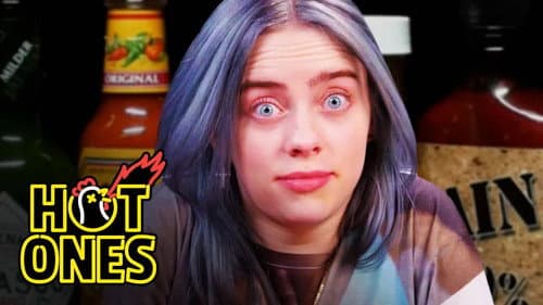 Billie Eilish Freaks Out While Eating Spicy Wings still